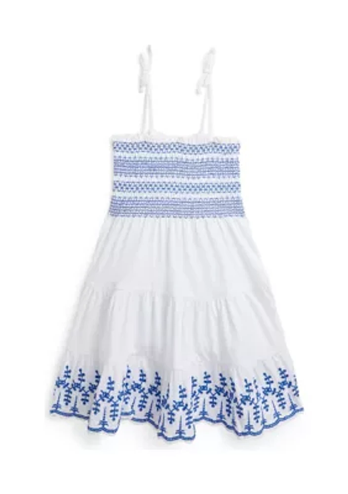 Girls 2-6x Smocked Eyelet Cotton Jersey Dress