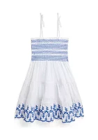 Girls 2-6x Smocked Eyelet Cotton Jersey Dress