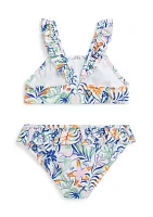 Girls 2-6x Tropical Print Two Piece Swimsuit