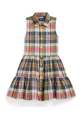 Girls 2-6x Plaid Cotton Madras Shirtdress