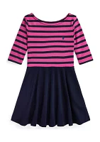 Girls 2-6x Striped Ponte Dress