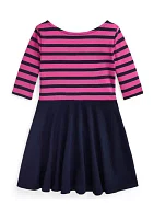 Girls 2-6x Striped Ponte Dress