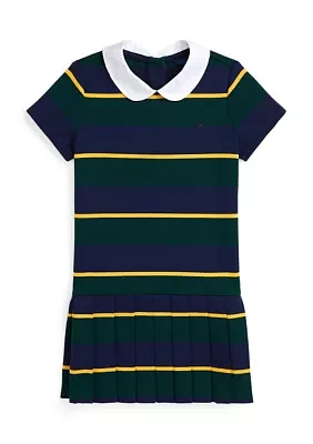 Girls 2-6x Striped Pleated Ponte Dress