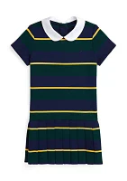 Girls 2-6x Striped Pleated Ponte Dress