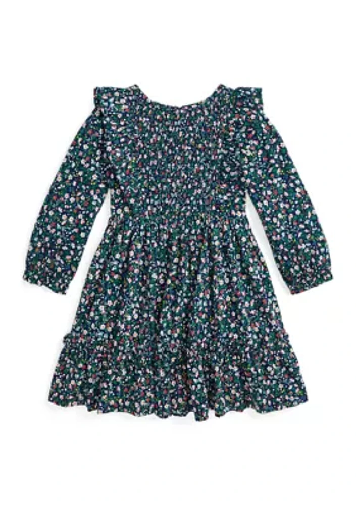 Girls 2-6x Floral Smocked Cotton Jersey Dress