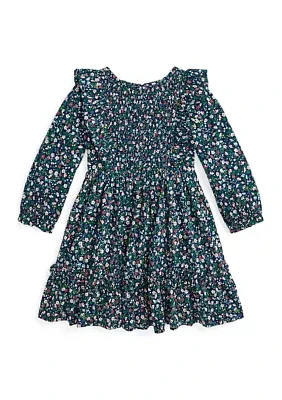 Girls 2-6x Floral Smocked Cotton Jersey Dress