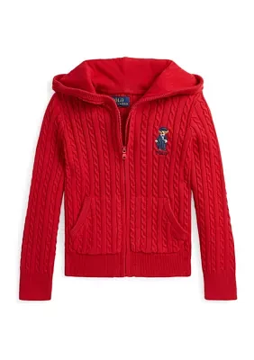 Girls 2-6x Polo Bear Cotton Full Zip Sweater