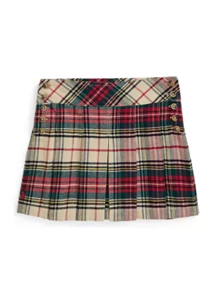 Girls 2-6x Plaid Pleated Cotton Twill Skirt