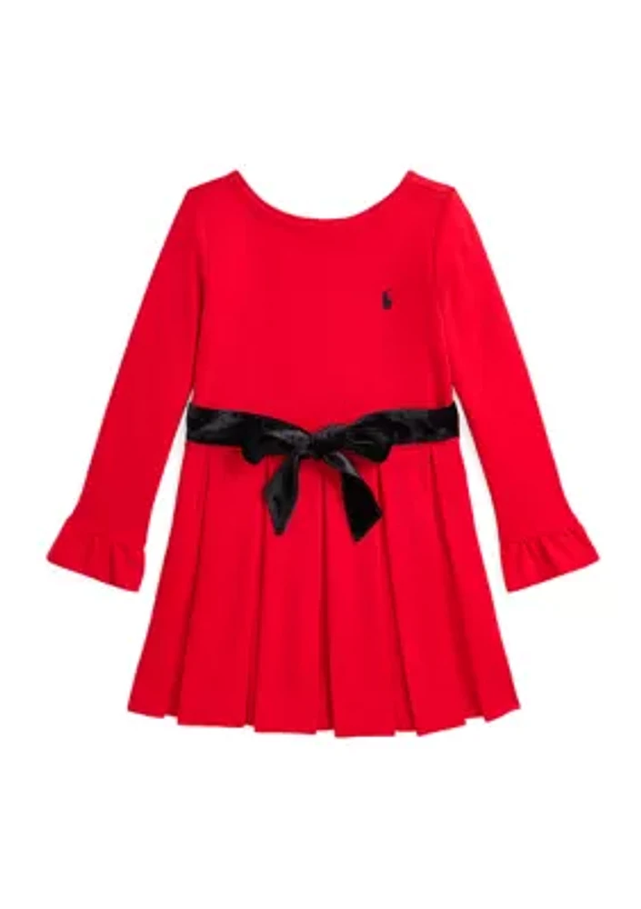 Girls 2-6x Pleated Ponte Dress