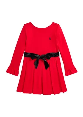 Girls 2-6x Pleated Ponte Dress