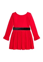 Girls 2-6x Pleated Ponte Dress