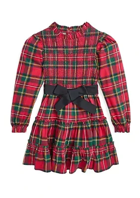 Girls 2-6x Plaid Smocked Cotton Jersey Dress