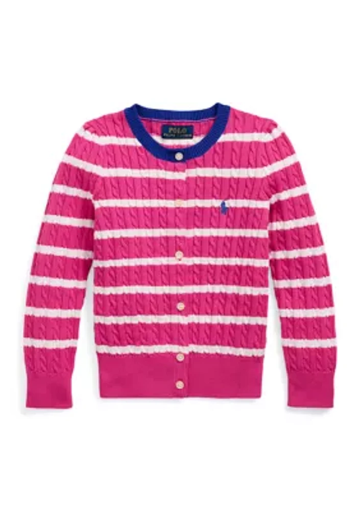 Girls 2-6x Striped Mini Cable Cotton Cardigan