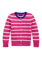 Girls 2-6x Striped Mini Cable Cotton Cardigan