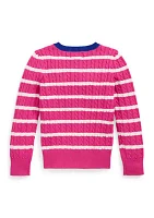 Girls 2-6x Striped Mini Cable Cotton Cardigan