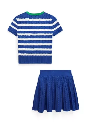 Girls 2-6x Striped Cotton Sweater & Skirt Set