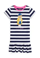 Girls 2-6x Pleated Stretch Mesh Polo Dress