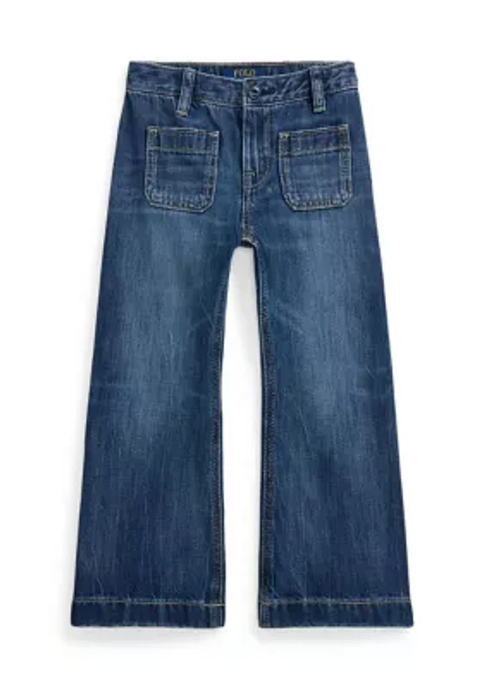 Girls 2-6x Logo Wide Leg Jeans