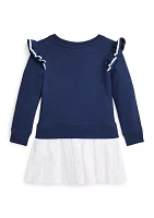 Girls 2-6x Woven Skirt Terry Dress