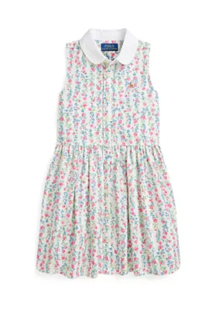 Girls 2-6x Floral Cotton Oxford Shirtdress