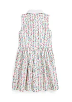 Girls 2-6x Floral Cotton Oxford Shirtdress