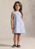 Girls 2-6x Polo Pony Cotton Oxford Dress