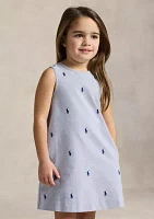 Girls 2-6x Polo Pony Cotton Oxford Dress