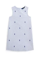 Girls 2-6x Polo Pony Cotton Oxford Dress