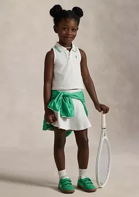Girls 2-6x Stretch Mesh Half Zip Boxy Polo Shirt