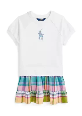 Girls 2-6x Big Pony Plaid Skirt Terry Dress