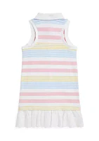 Girls 2-6x Striped Stretch Mesh Polo Dress