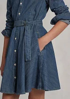 Girls 7-16 Belted Cotton Denim Shirtdress