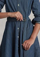 Girls 7-16 Belted Cotton Denim Shirtdress