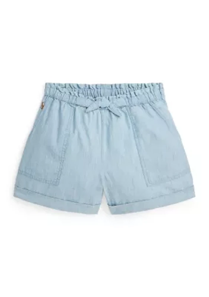 Girls 7-16 Cotton Chambray Camp Shorts