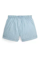 Girls 7-16 Cotton Chambray Camp Shorts