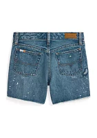 Girls 7-16 Paint Splatter Printed Cotton Denim Shorts