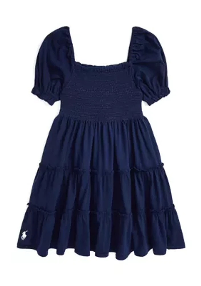 Girls 7-16 Smocked Cotton Jersey Dress