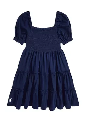 Girls 7-16 Smocked Cotton Jersey Dress