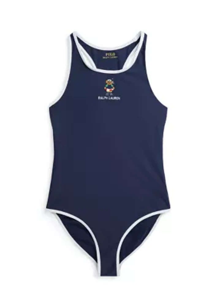 Girls 7-16 Polo Bear One-Piece Swimsuit