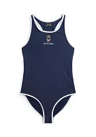 Girls 7-16 Polo Bear One-Piece Swimsuit