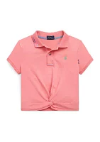 Girls 7-16 Twist-Front Stretch Mesh Polo Shirt