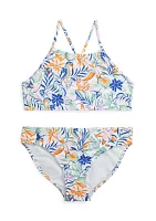 Girls 7-16 Tropical-Print Two-Piece Swimsuit