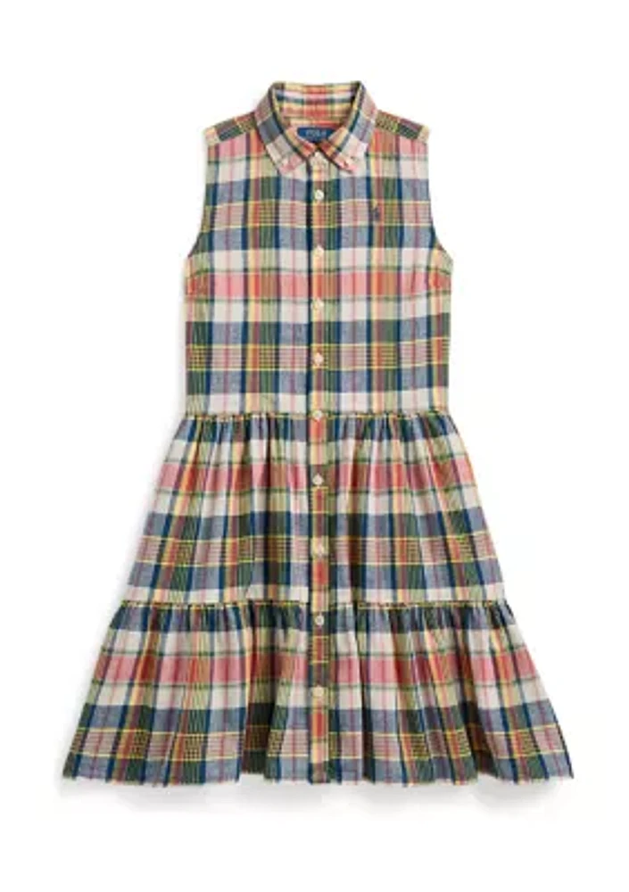 Girls 7-16 Plaid Cotton Madras Shirtdress