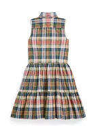 Girls 7-16 Plaid Cotton Madras Shirtdress