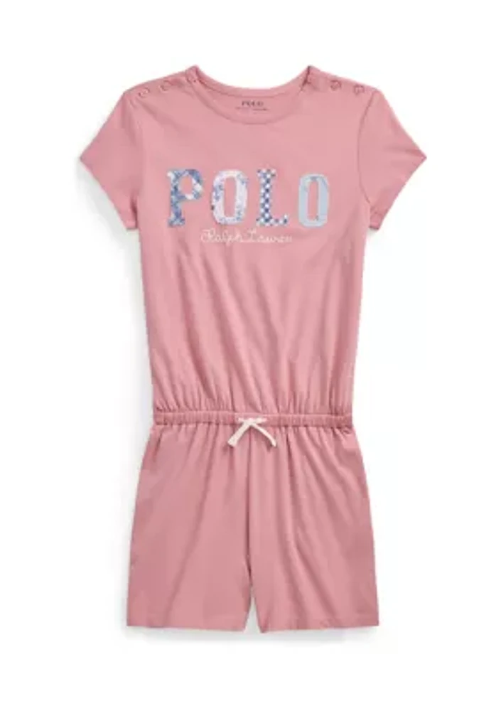 Girls 7-16 Mixed Logo Cotton Jersey Romper