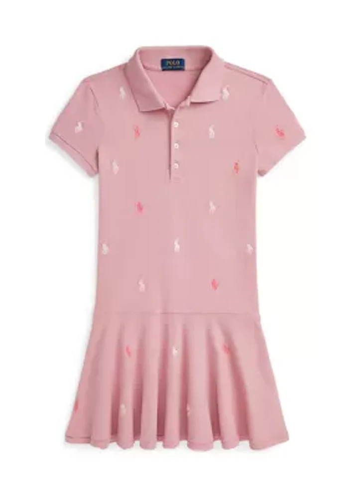 Girls 7-16 Polo Pony Stretch Mesh Dress