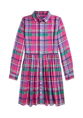 Girls 7-16 Plaid Cotton Twill Shirtdress