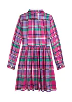 Girls 7-16 Plaid Cotton Twill Shirtdress