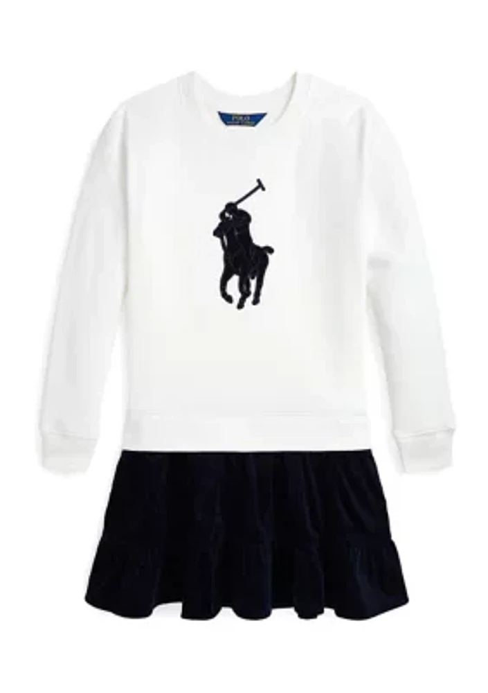 Girls 7-16 Big Pony Corduroy-Skirt Fleece Dress