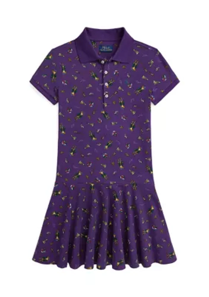 Girls 7-16 Polo Bear Stretch Mesh Dress